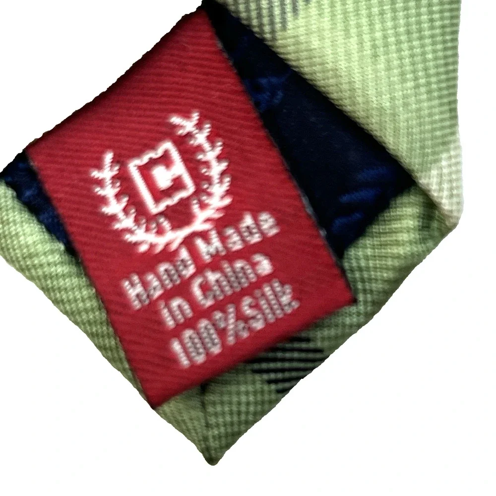 Chaps Green Blue Stripe Tie Silk 3.25